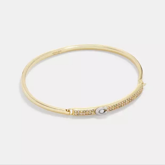 Coach Signature Pavé Bar Thin Bangle NWT - Picture 1 of 5